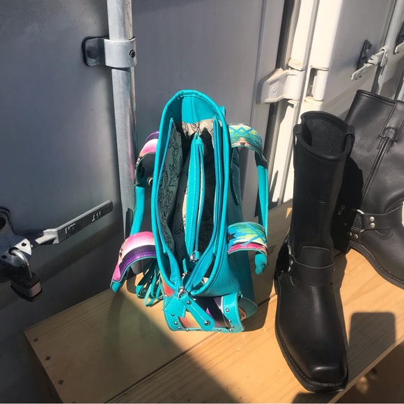 Brand New Biker Boots with a Native American Designed Purse BOTH BRAND NEW - Picture 11 of 16